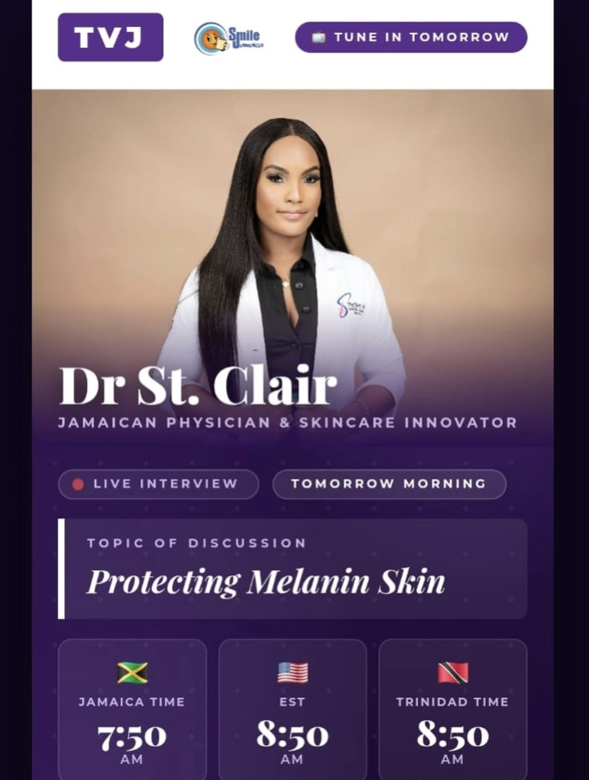 The Skin Lab Jamaica television appearance